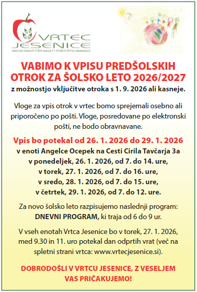 Vabilo k vpisu 2026-2027