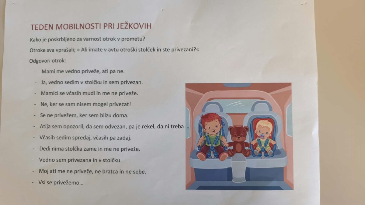 Odgovori otrok glede varnosti v prometu